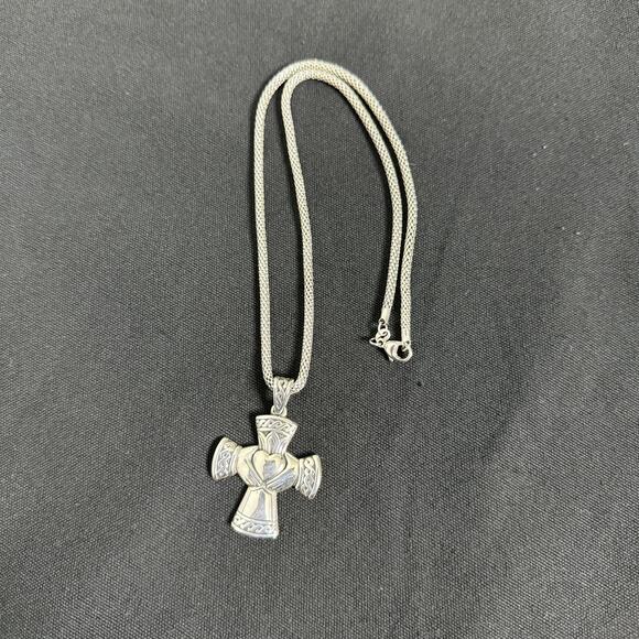 Retired Rare James Avery Hands Heart Crown Cross Pendant Necklace - Picture 9 of 10